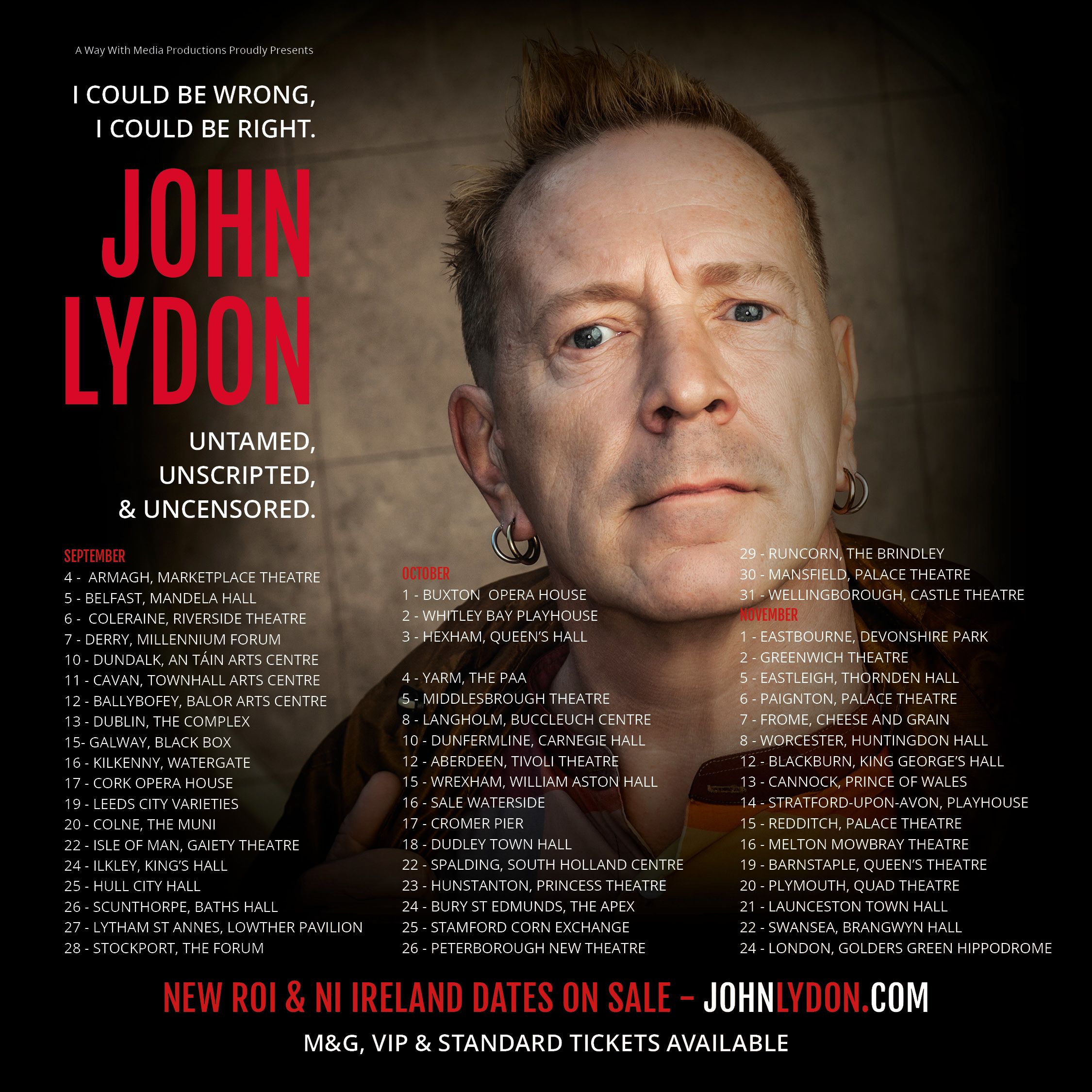 John Lydon - I Could Be Wrong, I Could Be Right - Q&A Tour 2025