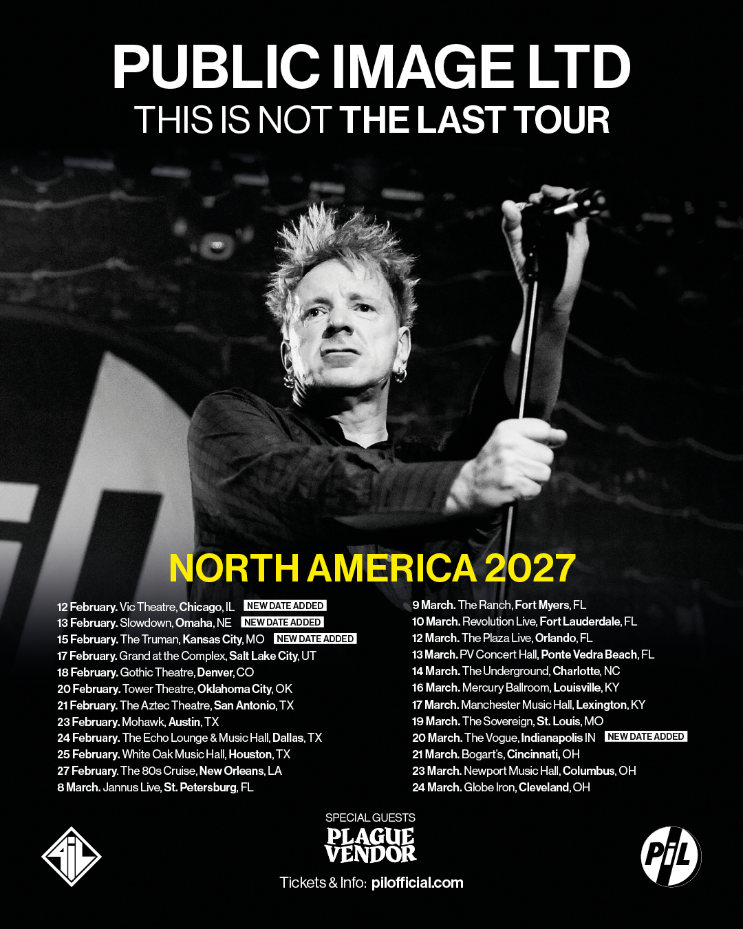 PiL North America 2027 - 4 additional dates
